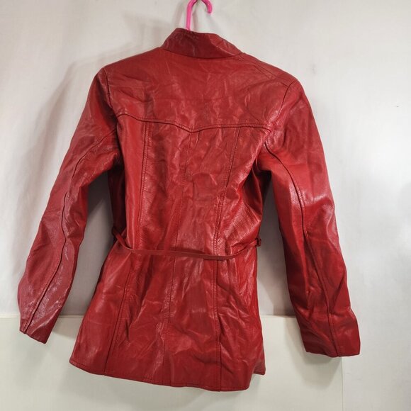 DC Collection Red Leather Jacket Size Small - Picture 6 of 12